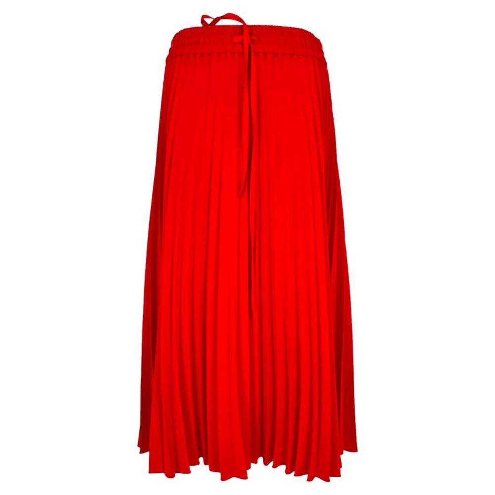 Red Valentino Pleated Drawstring Midi Skirt In Red Acetate